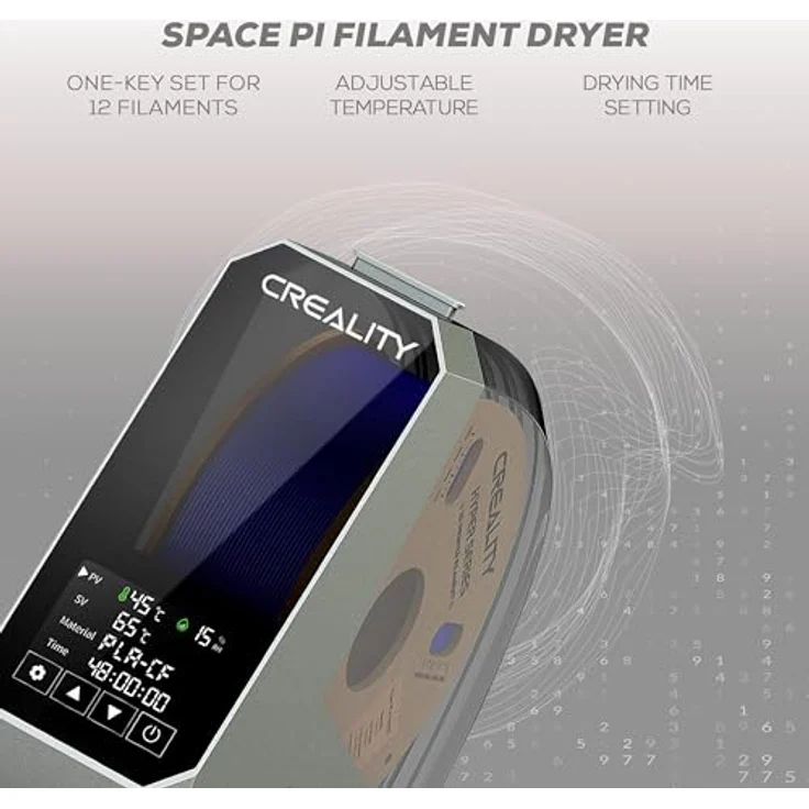 Creality Space Pi Filament Dryer Trockenbox, 360° Heißluftzirkulation, 12 Temperaturmodi, 3,7-Zoll-LCD-Touchscreen, kompatibel mit 1,75mm und 2,85mm Filamenten – Bild 9