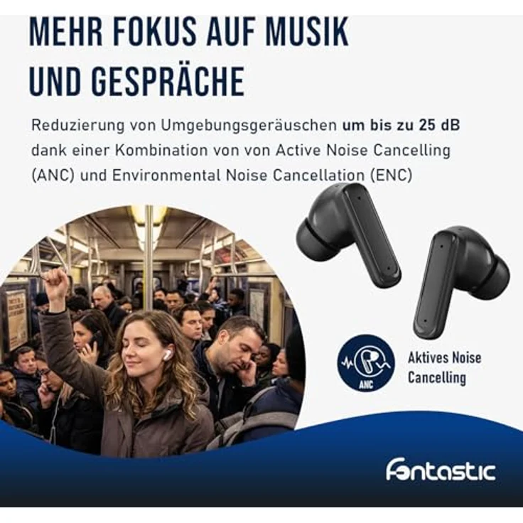 Fontastic In-Ear Kopfhörer DISPA+ Smart Case, schwarz, True Wireless mit ANC- und ENC-Technologie – Bild 4