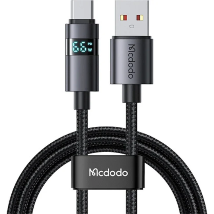 MCDODO CA-6520 USB-A auf USB-C Kabel, 1,2m, 100W, 6A, Schnellladen mit LED-Anzeige und Nylongeflecht