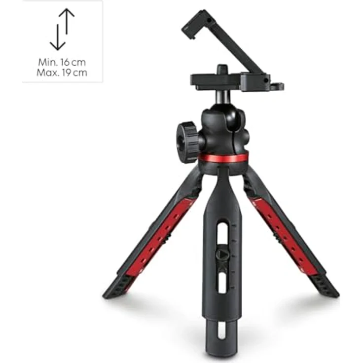 Hama Stativ für Smartphone und Kamera (Kamerastativ mit Handyhalterung, Reisestativ mit 3D-Kugelkopf, Fotostativ für iPhone, Samsung, DSLR, Spiegelreflexkamera) schwarz – Bild 2