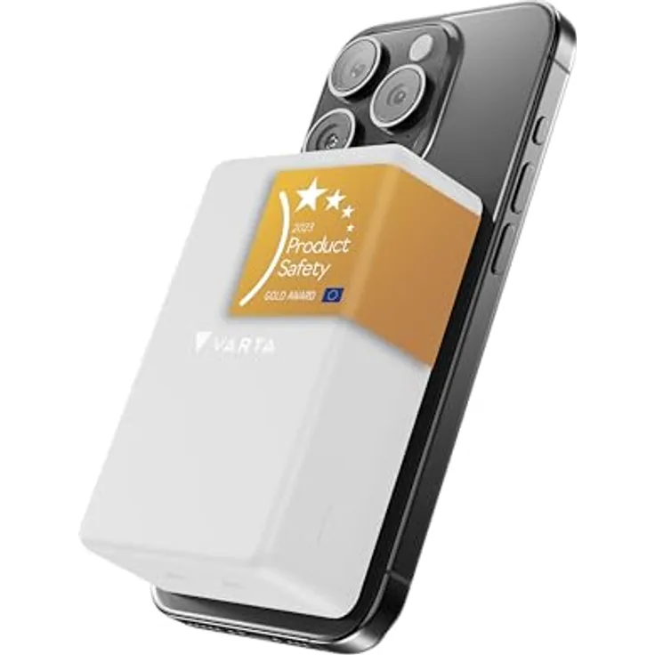 Varta Mag Pro Wireless PB 10000 mAh, Powerbank mit kabellosem Laden, 20W, Weiss