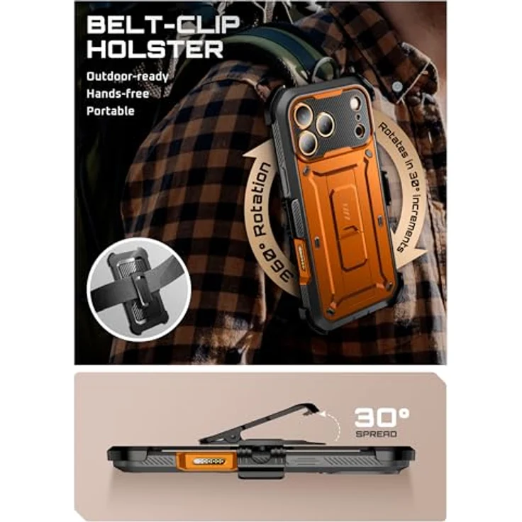 i-Blason GA843439159723, Smartphone Hülle für Apple iPhone 17 Pro, Orange, mit integrierter Standfunktion und robustem Schutz – Bild 8