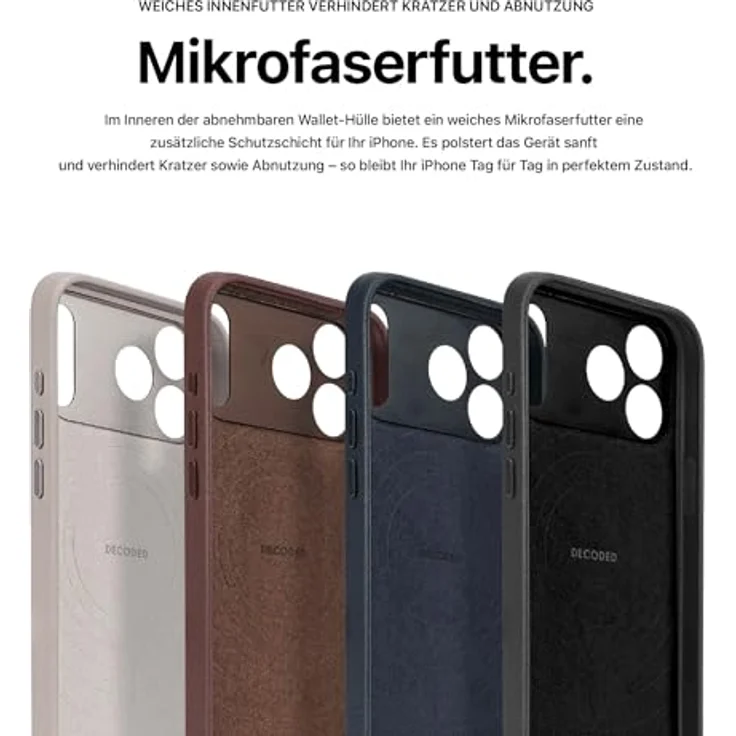 Decoded Leather Backcover für Apple iPhone 17 Pro, handgefertigte Smartphone-Hülle aus vollnarbigem Leder, Blau, mit MagSafe-Technologie und schockabsorbierender TPU-Innenschicht – Bild 6