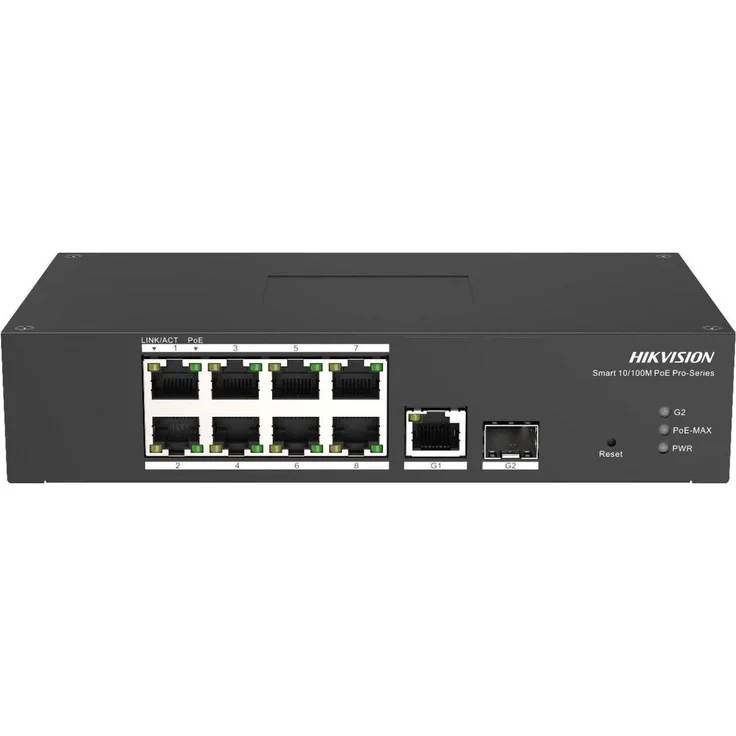 Hikvision DS-3T1310P-SI/HS, Smart Managed Switch DIN-Rail PoE, 10 Ports, Gigabit Ethernet, 5,6 Gbit/s Switching-Kapazität, Industrieanwendung