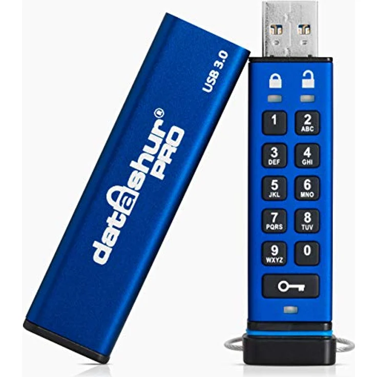 iStorage datAshur PRO 256 GB | verschlüsselter USB Speicherstick | FIPS 140-2 Level 3 zertifiziert | Passwortgeschützt | staub- und wasserabweisend, schwarz – Bild 1