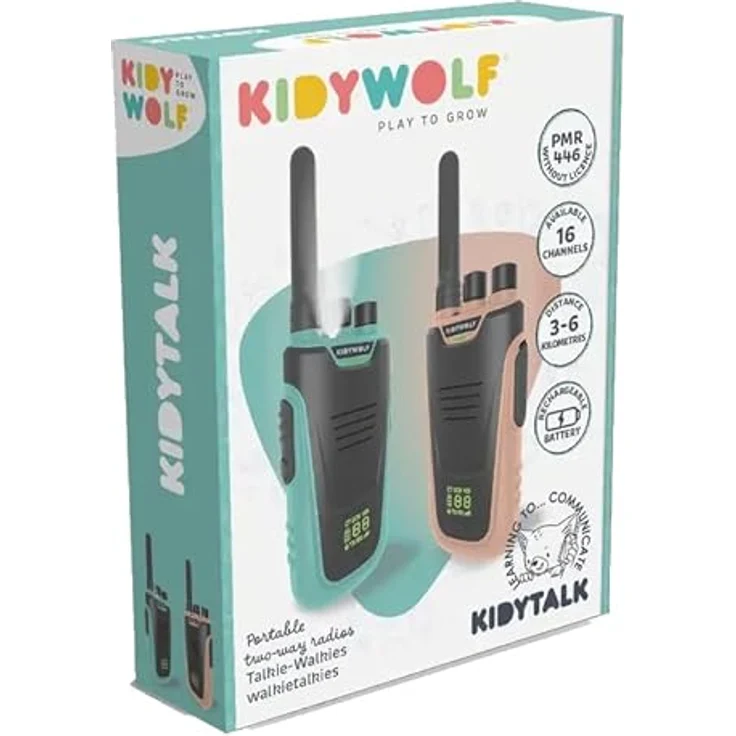 Kidywolf Kidytalk, Walkie-Talkie mit Gegensprechfunktion, Reichweite bis 6 km, Blau – Bild 2