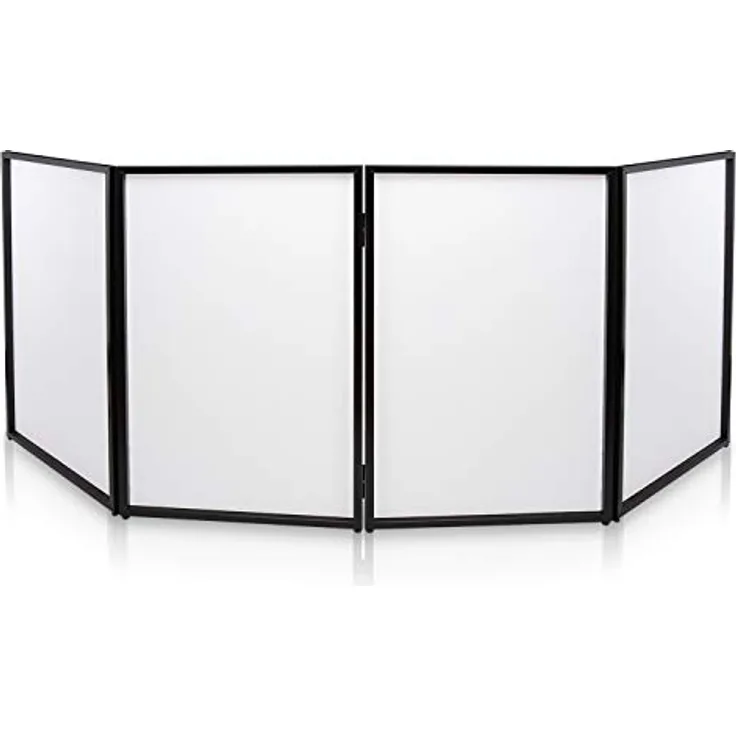 DJ-Booth Faltbare Abdeckung – Tragbare Event-Fassade Frontboard Video-Licht Projektor-Display mit klappbarem Stahlrahmen, dehnbares Lycra-Spandex – Pyle PDJFAC10 (weiß)