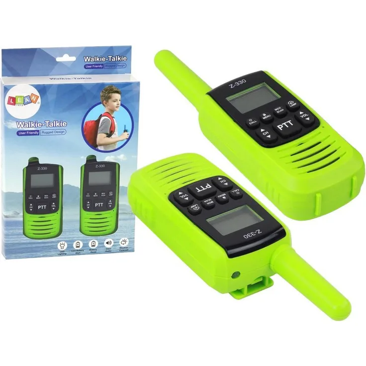 Wisam Z-330 Walkie-Talkies, grünes Funkgerät mit 3 km Reichweite und LED-Beleuchtung