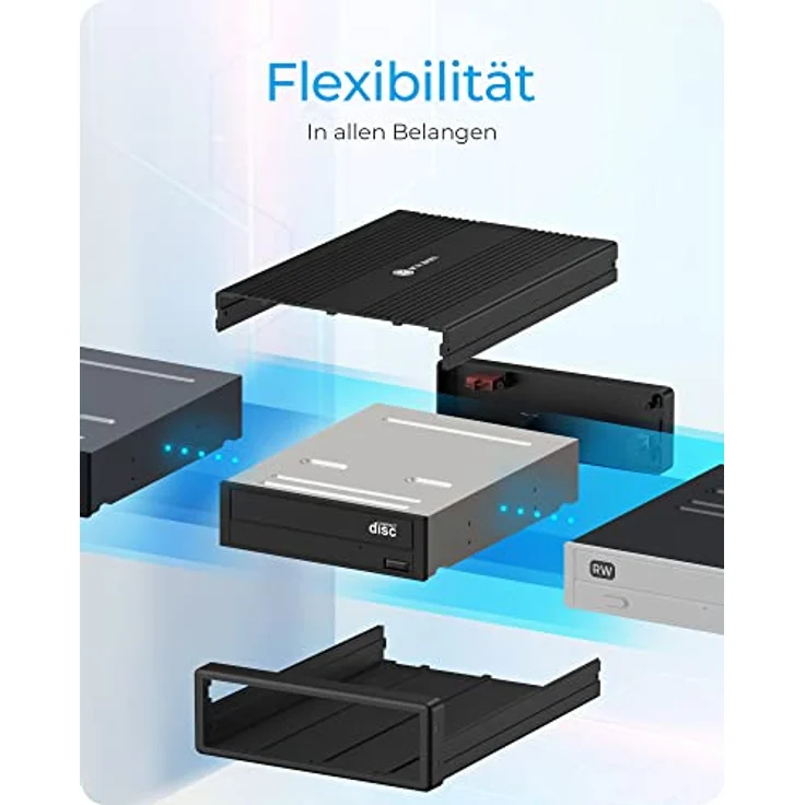 ICY BOX 5,25 Zoll Gehäuse extern für Blu-ray und DVD Laufwerke, USB 3.0, Externes für DVD Brenner Box, Aluminium, Schwarz, IB-525-U3 – Bild 5
