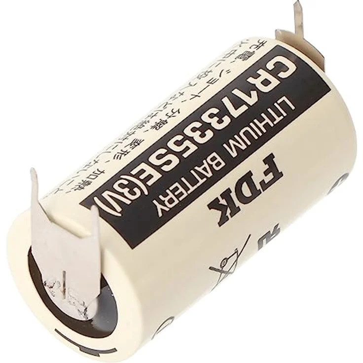 FDK Sanyo Lithium Batterie CR17335 SE, 2/3A Rundzelle mit 3er Print Lötfahnen, 3,0 Volt, 1800mAh, Rastermaß 7,6mm – Bild 2