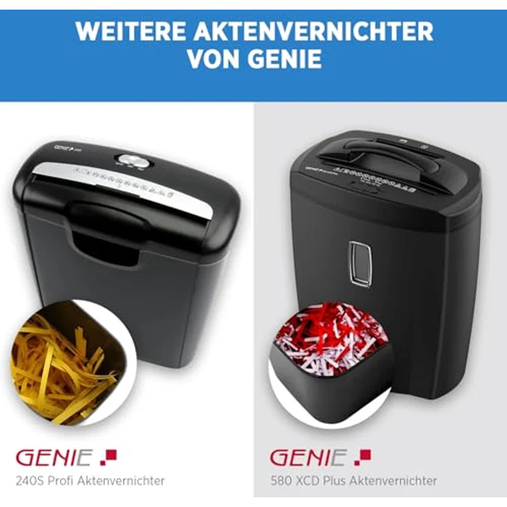 GENIE 440 X II Aktenvernichter, Cross-Cut Papierschredder P-4, 9-Liter-Behälter, Braun-Weiß, Überhitzungsschutz, Rücklauffunktion – Bild 8