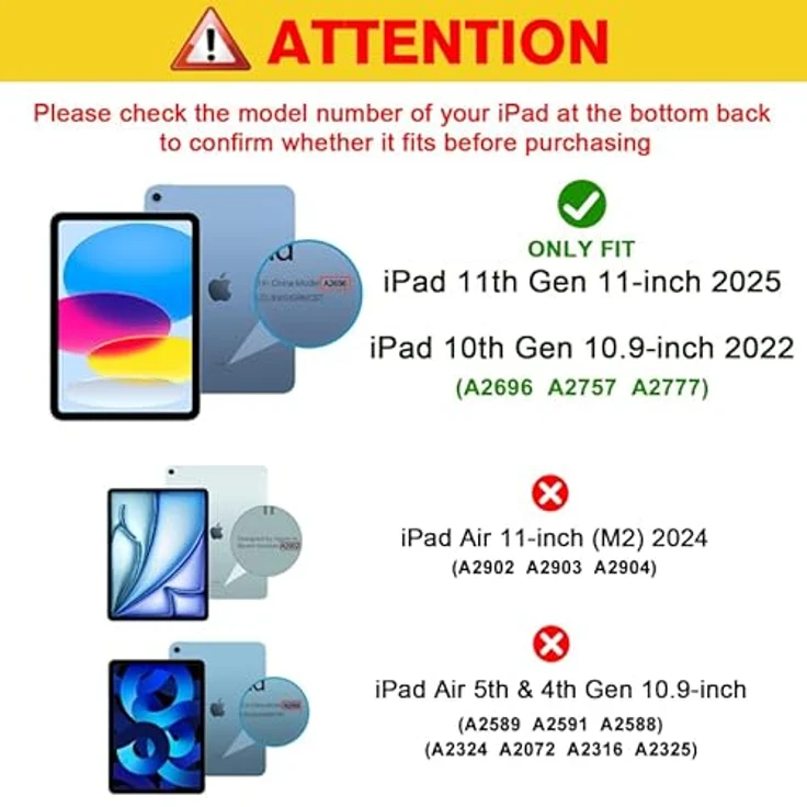 ProCase Hülle für iPad A16 11" (2025) / iPad 10. Generation (2022), Leichtes Hartschalen-Case mit Auto Wake/Sleep Funktion - Teal – Bild 2