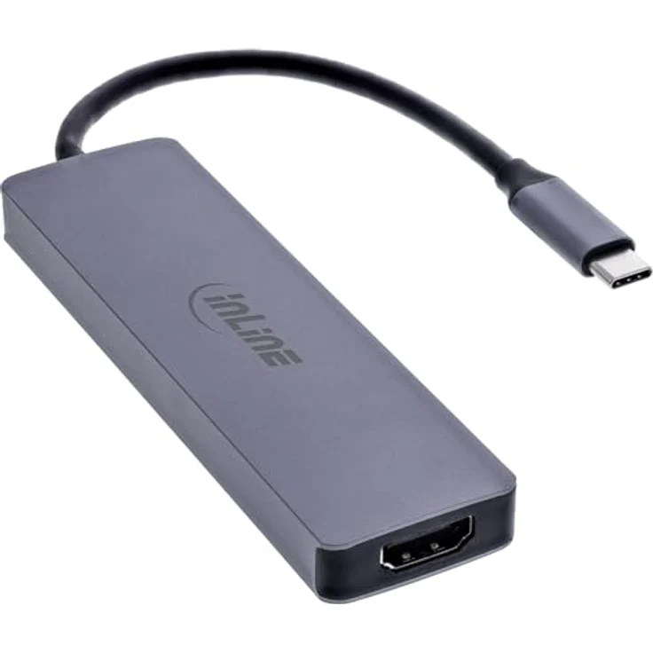 InLine Multifunktions-Hub 33271A, 3x USB-A 5 Gb/s, HDMI 4K 60 Hz, USB-C Power Delivery 100 W, kompatibel mit Windows, macOS, Linux, Aluminiumgehäuse – Bild 2