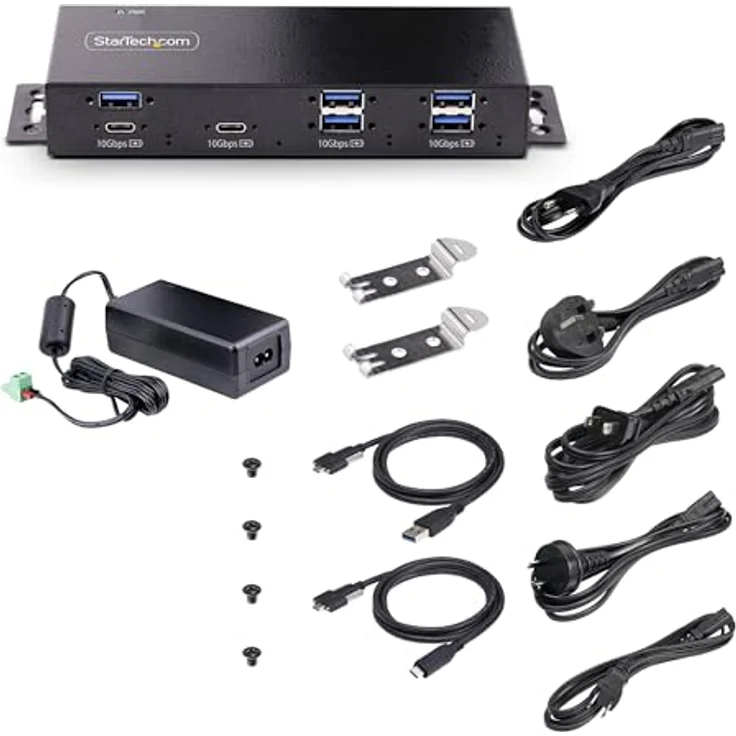StarTech.com 7-Port Industrial USB Hub, 10Gbps, Metal Mountable, TAA-konform, schwarz – Bild 7