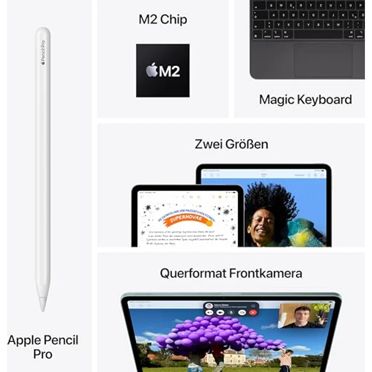 Apple 11" iPad Air 2024 (M2): Liquid Retina Display, 12 MP Querformat Frontkamera/12 MP Rückkamera, Touch ID, Batterie für den ganzen Tag – WLAN 6E, 256 GB, Violett – Bild 5