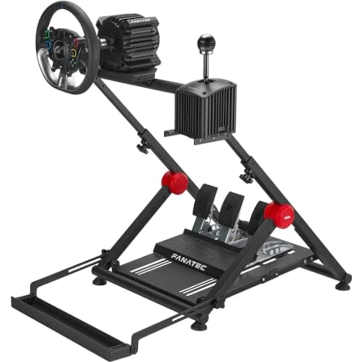 OPLITE Wheel stand GT PRO - Universalhalterung für Lenkrad Force-Feedback, Kettenradgarnitur und Getriebe, kompatibel mit allen Logitech-, Thrustmaster- und Fanatec-Produkten, ergonomisches und faltbares Design, starrer und stabiler Pedalunterstützung, Getriebeträger, Kabelmanagement, 3M Skid – Bild 2