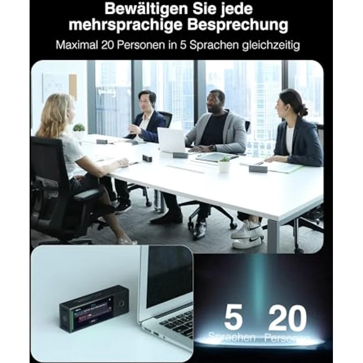 Timekettle Interpreter X1 AI Dolmetscher-Hub, 40-Sprachen Zwei-Wege-Übersetzer-Ohrhörer mit Sprachanrufe aus der Ferne und Übersetzung, Simultanes Übersetzungsgerät für 20-Personen multilinguale Meetings – Bild 3