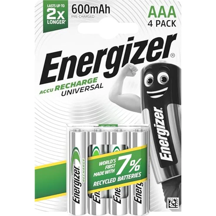Energizer Wiederaufladbare Batterien AAA, Recharge Universal, 4 Stück – Bild 2