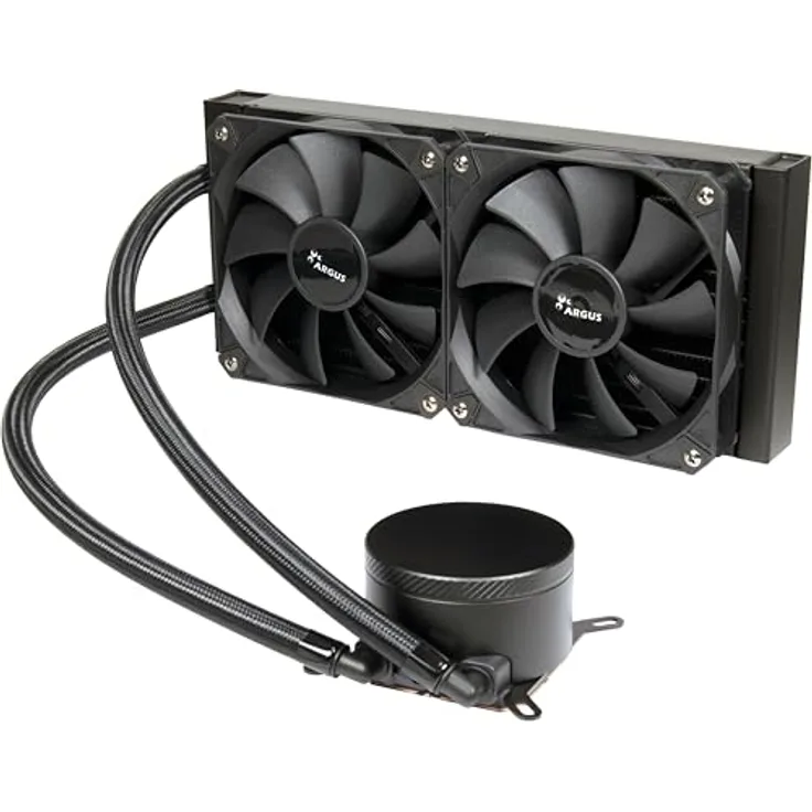 Inter-Tech 240mm AIO Wasserkühlung mit Doppelkammer-Pumpe und Wärmeleitplatte aus Kupfer, 250 Watt, Aluminium/Kupfer