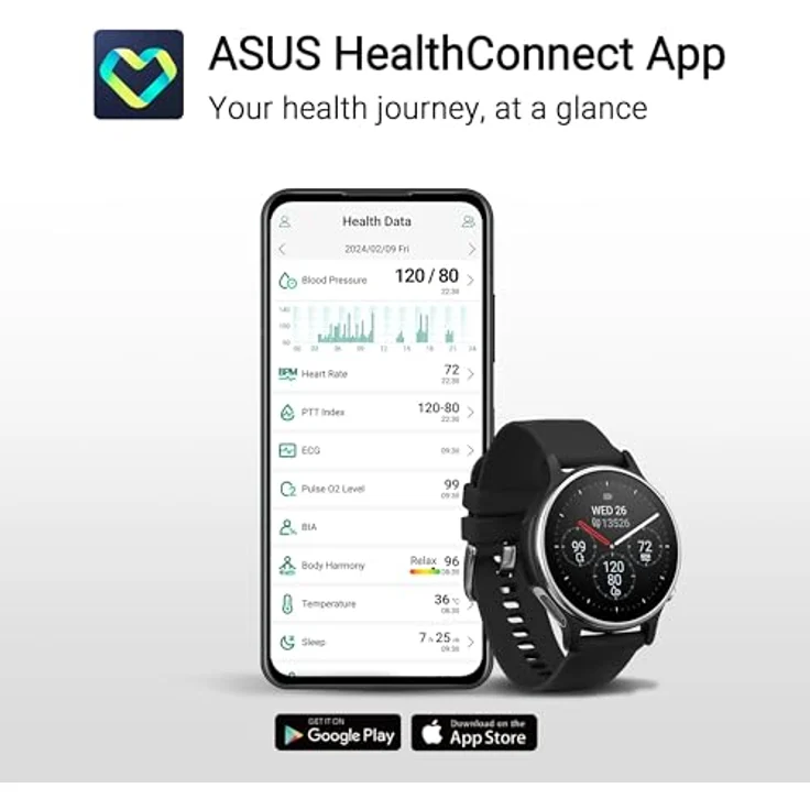 Asus Vivowatch 6, Smartwatch in Schwarz mit Gesundheitsmonitoring und Fitness-Tracking, One Size – Bild 7