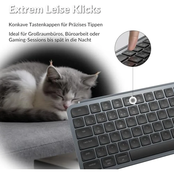 Keychron B1 Pro, Ultra-Slim Wireless Keyboard mit deutschem ISO-Layout, Multi-Device Nutzung, leiser Scherenmechanik, Bluetooth & USB-C Verbindung – Bild 6