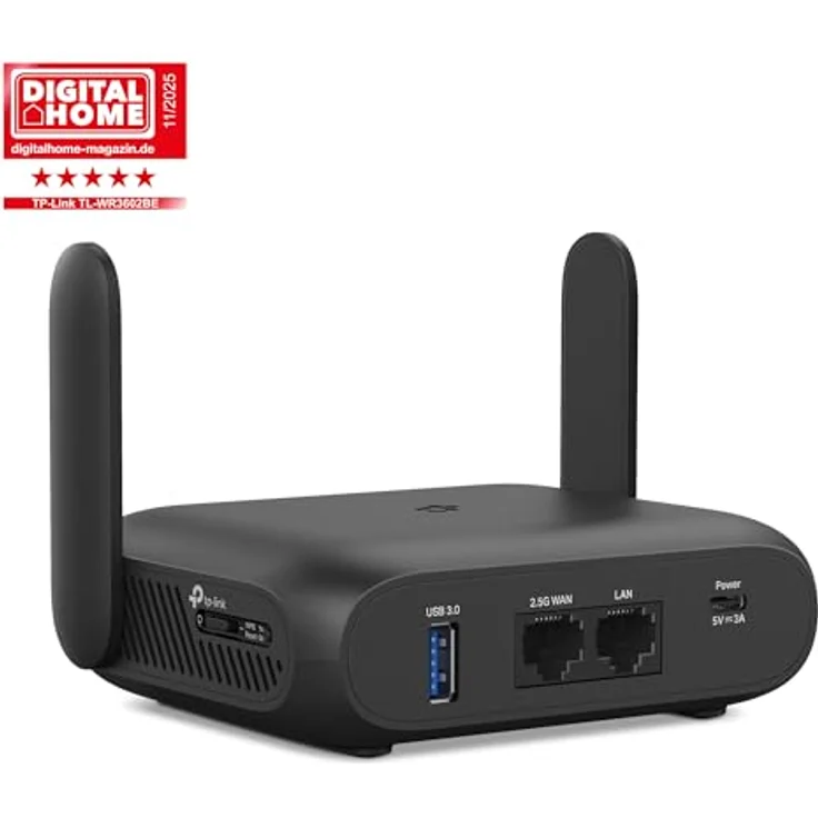 TP-Link TL-WR3602BE Wi-Fi 7 Reise-Router, BE3600 Dual-Band WLAN, 2,5-Gbit/s-WAN, 7 Betriebsmodi, USB 3.0, OpenVPN/WireGuard, Powerbank-Betrieb, WPA3 – Bild 2