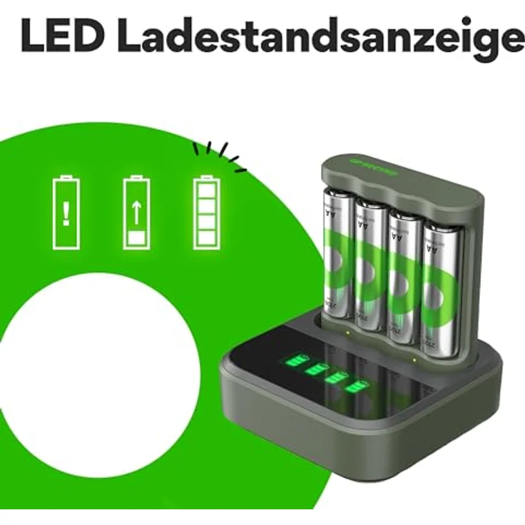 GP RECYKO USB Ladegerät Modell GP B441, inkl. 4X RECYKO AA 2100 mAh Akku & USB Dockingstation – Bild 5