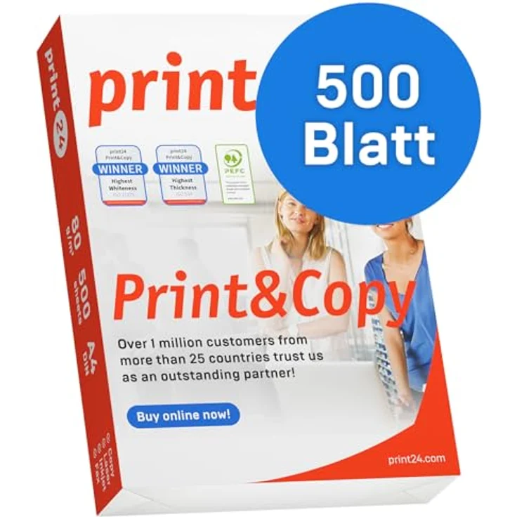 print24 Druckerpapier Kopierpapier 500 Blatt A4 80g Premium Weiß Testsieger PEFC – Bild 2