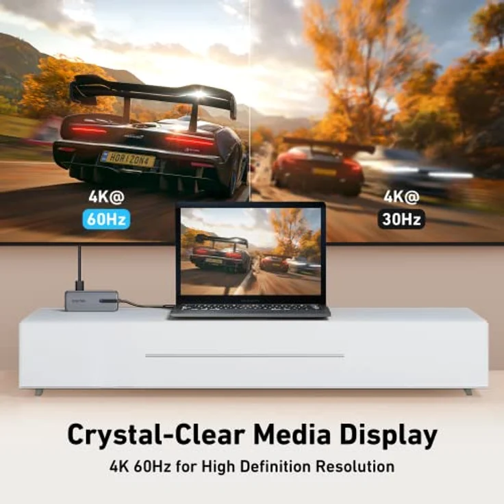 USB C Hub 4K@60Hz, 100W PD, Ethernet RJ45, 10Gbps USB-C/A 3.2Gen 2, MicroSD & SD Kartenleser, 2 USB 3.0, 9-in-1 GIISSMO USB C Hub Kompatibel mit MacBook M1 M2, HP Dell Lenovo Laptops und mehr – Bild 3