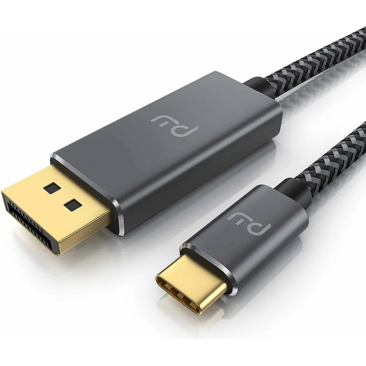 Primewire USB Typ C zu DisplayPort Kabel, 8K Konverterkabel, 100 cm, schwarz/grau, 7680 × 4320 @30 Hz, mit Audioübertragung und Knickschutz