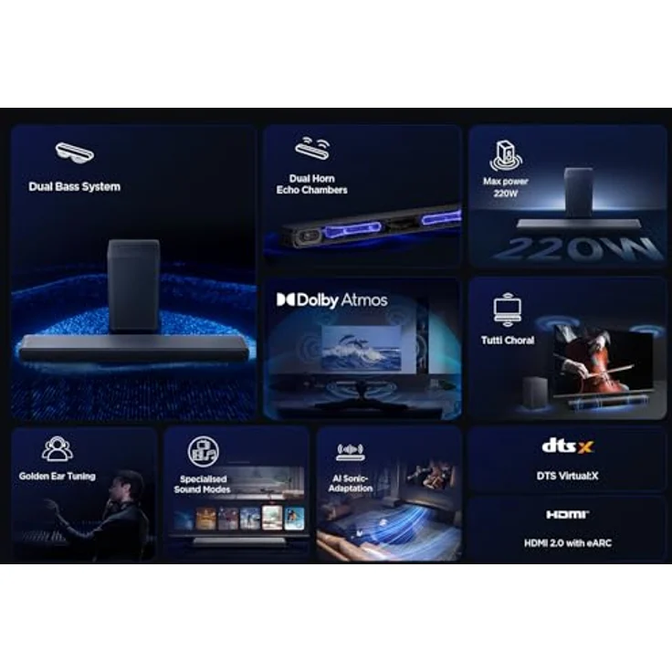 TCL Soundbar S55H, Schwarz, 40 W - Mit hochwertigem Klang und elegantem Design – Bild 3