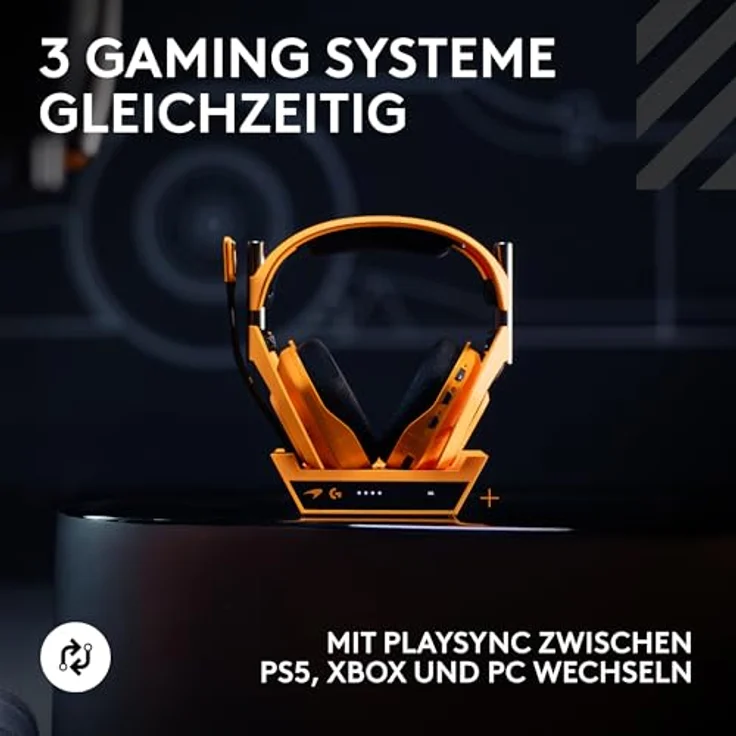Logitech G Astro A50 X, kabelloses Gaming-Headset mit PRO-G Graphene Lautsprechern, PLAYSYNC für Xbox Series X|S + PS5 + PC/Mac, Bluetooth, HDMI 2.1 Passthru, 24 Stunden Spielzeit, Papaya Orange – Bild 3