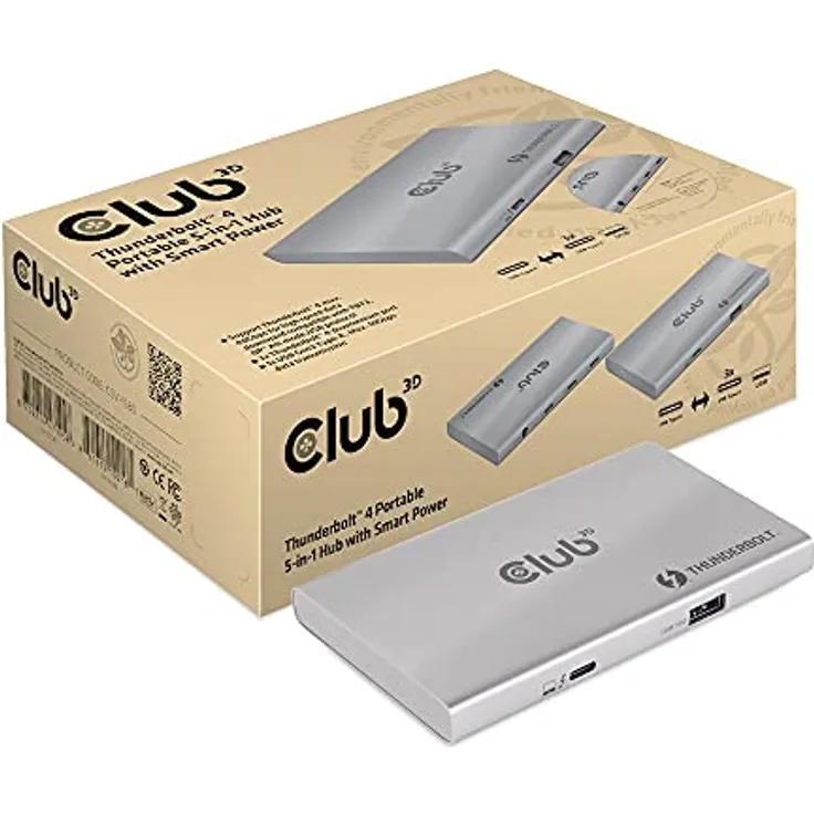 Club 3D CSV-1580 Certified Thunderbolt 4 Portable 5-in-1 Hub with Smart Power