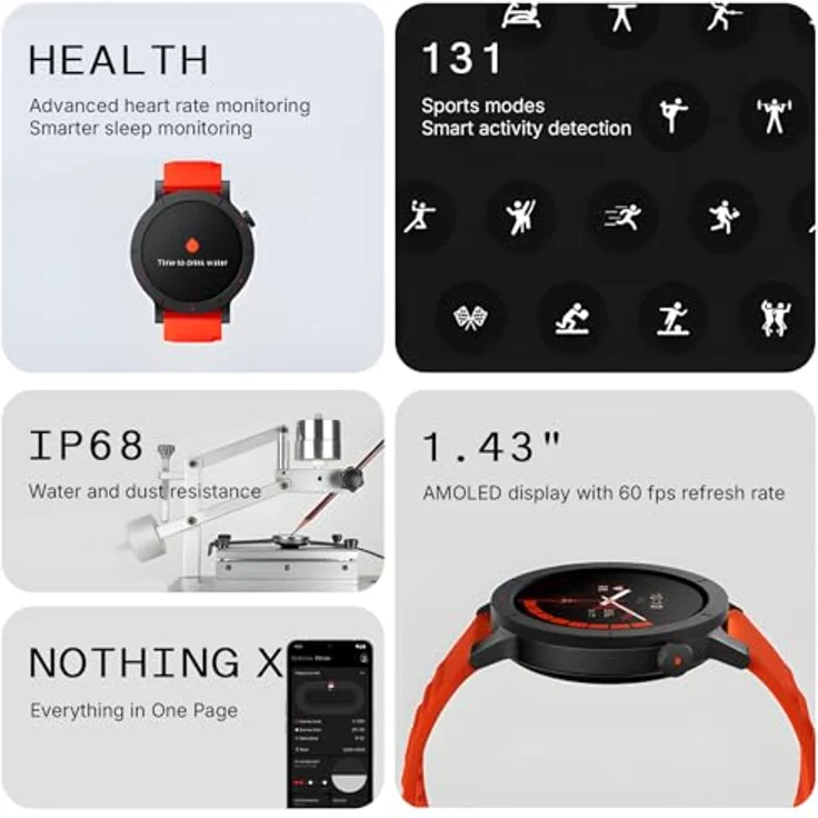 CMF BY NOTHING Watch 3 Pro – Smartwatch 1,43" AMOLED, 13 Tage Akku, Dual-GPS, Bluetooth-Anrufe mit KI-Rauschunterdrückung, Herzfrequenz- & Schlaftracking – Orange – Bild 3