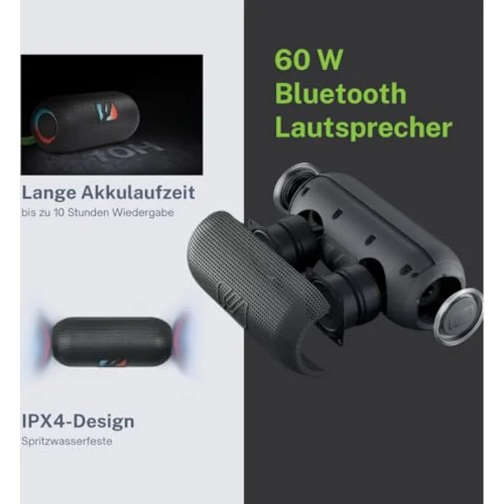 MUSE M790BT Tragbarer Bluetooth-Lautsprecher, spritzwassergeschützt, 60 W, mit Freisprecheinrichtung, weiß – Bild 6
