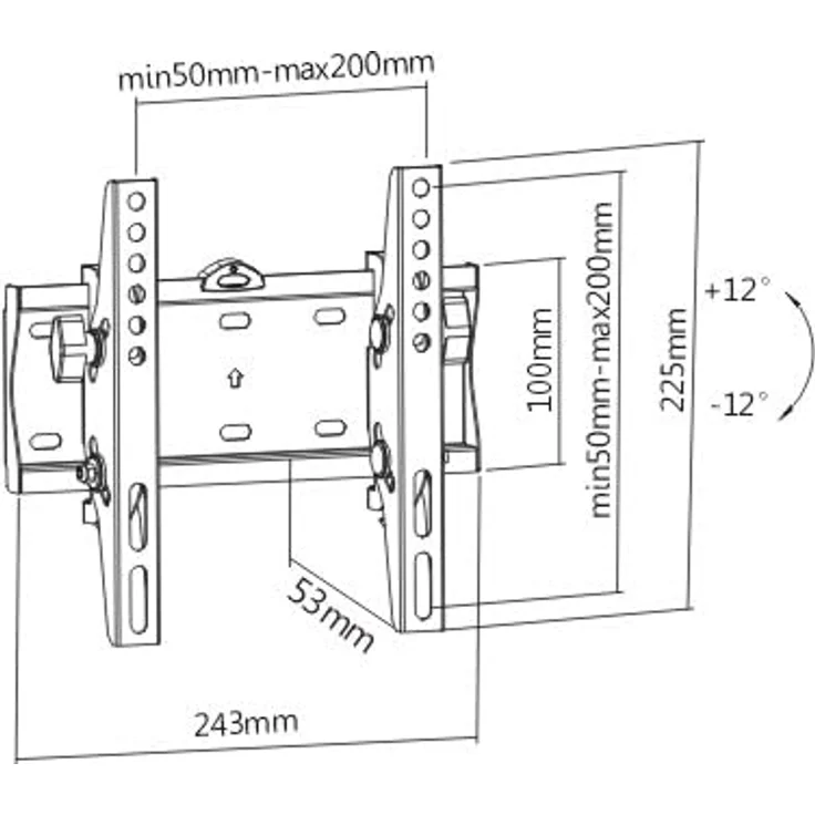 Gembird WM-42T-02 TV-Halterung für 23''-42'' LCD-Fernseher, neigbar bis 24°, maximale Tragfähigkeit 30 kg, Schwarz – Bild 3