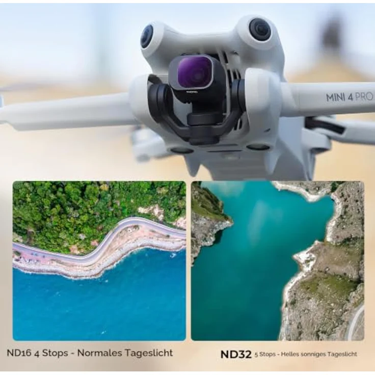K&F CONCEPT Mini 4 Pro ND Filterset, 6 Stück ND4 bis ND1000, HD optisches Glas, ultraleichter Rahmen, kompatibel mit DJI Mini 4 Pro – Bild 4