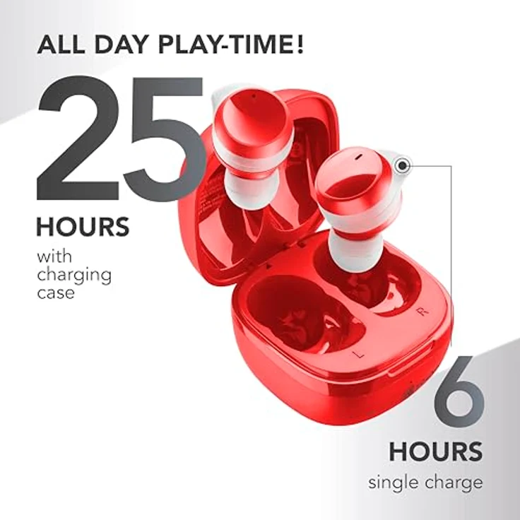 Music Sound FLOW Kabelloses In-Ear-Bluetooth-Headset - Spielzeit 25 Stunden - Rot – Bild 3