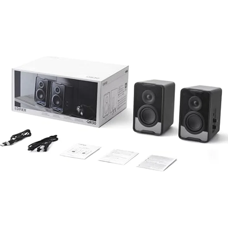 Edifier QR30 Aktiver Desktop-Lautsprecher mit Bluetooth V5.4, dynamische Lichteffekte – 30 Watt RMS – Schwarz – Bild 4