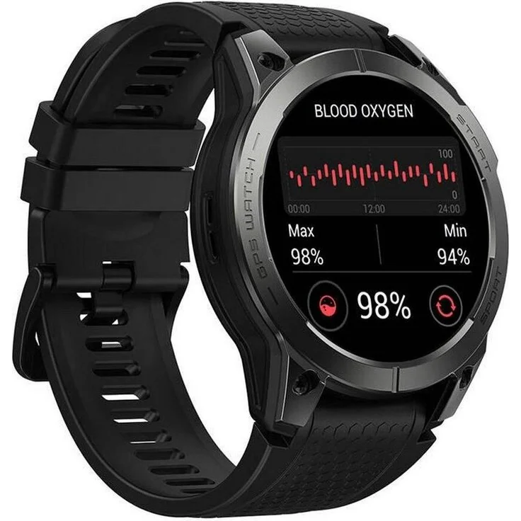 Zeblaze Stratos 3 Pro, Smartwatch mit 1,43 Zoll Ultra HD AMOLED-Display, GPS, Gesundheitsüberwachung und 45 Tagen Akkulaufzeit, schwarz
