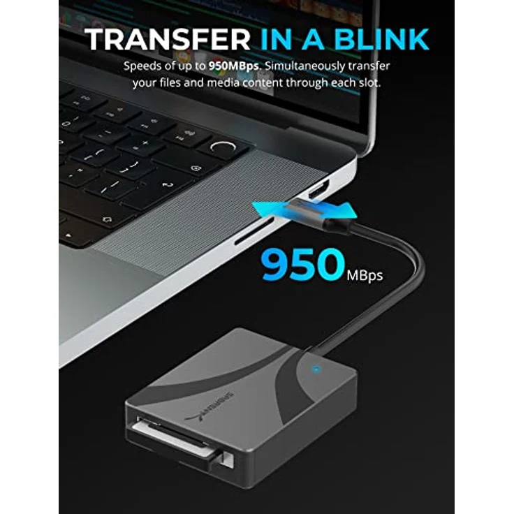 SABRENT CFexpress Typ B Kartenleser, USB typ C 3.2x2 auf CF Express speicherkartenleser, überträgt 950MBps Externe Kartenlesegeräte, cf-Express Kartenadapter für Fotografen, Videofilmer (CR-CFXB) – Bild 3