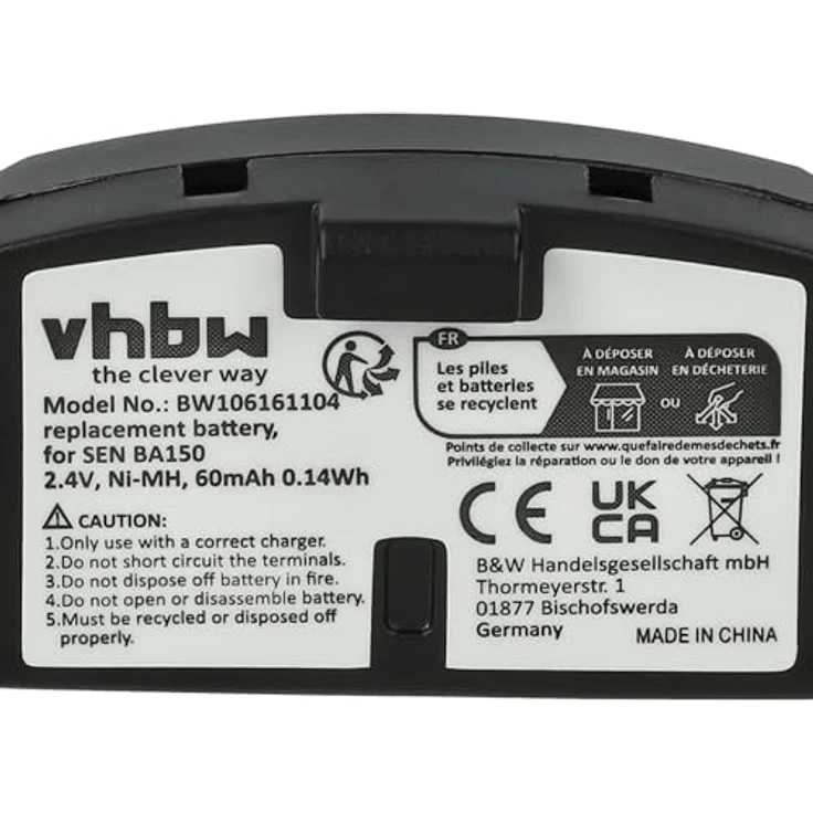 vhbw 2X Akku kompatibel mit Sennheiser HDR 85, HDR 80, RI 300, HDR 8-9, HDR 8, HDR 6-9 Wireless Headset Kopfhörer, NiMH Akku mit 60 mAh, 2,4 V – Bild 5