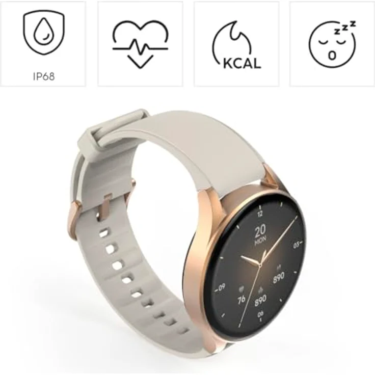 Hama Smartwatch 8900, GPS, AMOLED 1.32 Zoll, Telefonfunktion, Alexa, rund, Gold – Bild 2