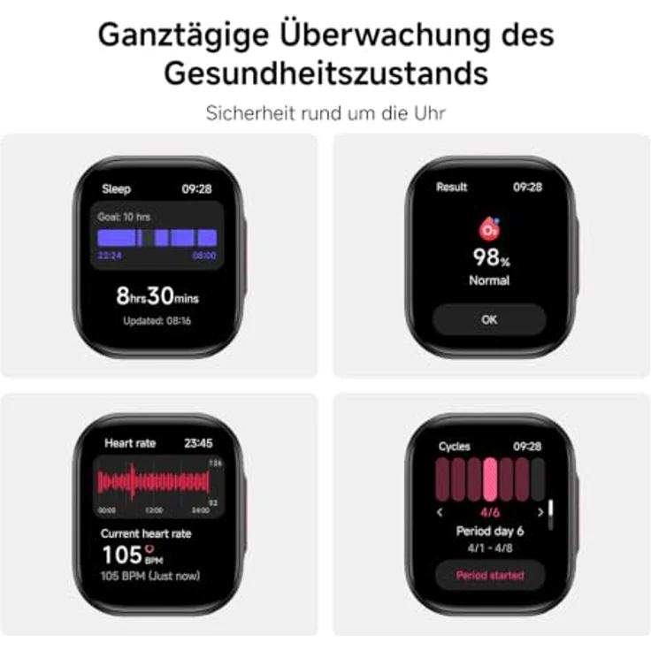 Xiaomi Watch 6 Lite, Smartwatch mit 4,98 Zoll AMOLED-Display, Gesundheitssensoren und IPX8 Wasserbeständigkeit, Schwarz – Bild 7