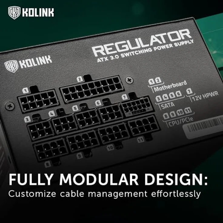 Kolink Regulator 80 PLUS Gold Netzteil, ATX 3.0, PCIe 5.0, modular - 850 Watt (850 W), Schwarz – Bild 6
