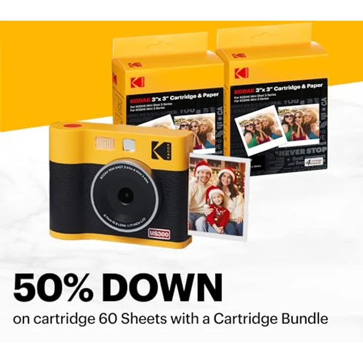 KODAK Cam Mini Shot 3 Era - Sofortbildkamera & Portable Fotodrucker, Schwarz 3x3 (One-Touch Druck) – Bild 2