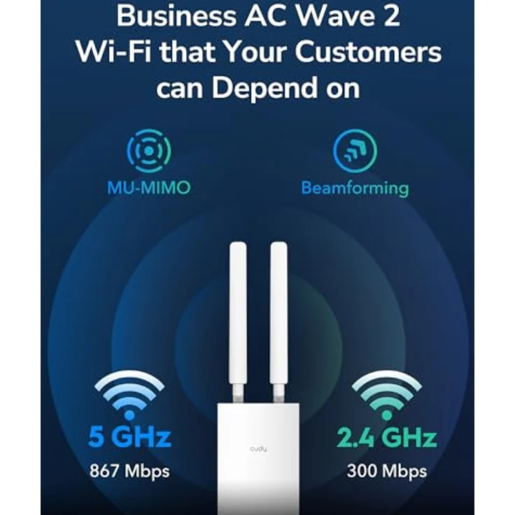 Cudy Outdoor AC1200 Dual Band Repeater, WiFi Extender mit RP-SMA-Schnittstelle und abnehmbaren Antennen, IP65 wasserdichtes Gehäuse, -40 bis 60 °C Arbeitstemperatur, weiß – Bild 3