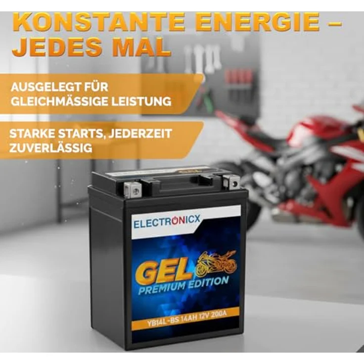 Electronicx GEL-YB14L-BS GEL-Batterie 14Ah 12V - wartungsfrei, rüttelfest, auslaufsicher für Motorrad, Roller, Quad und Jetski – Bild 4