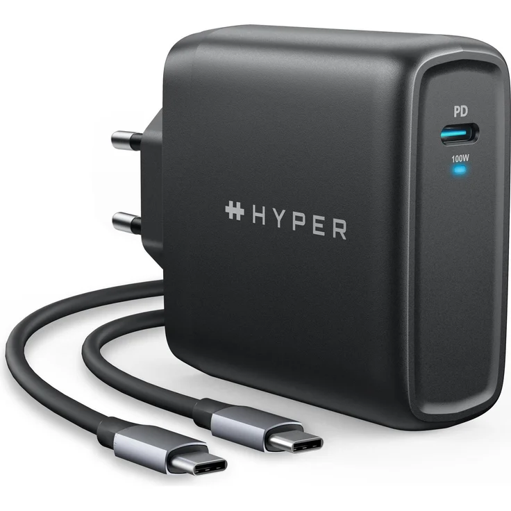 Targus HyperJuice GaN Charger EU Single P (100 W), USB-C Ladegerät mit Schutzfunktionen, Schwarz