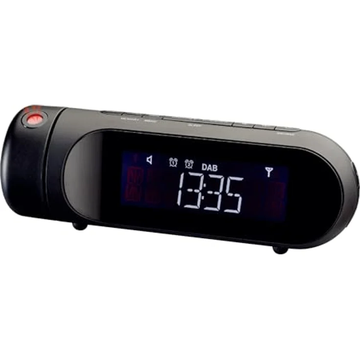 Majestic RS 119P DAB/DAB+/FM Radiowecker mit LCD-Display, einstellbarer Projektionsuhr, USB Ladeanschluss, zwei Alarme und drei Klingeltöne, schwarz – Bild 1